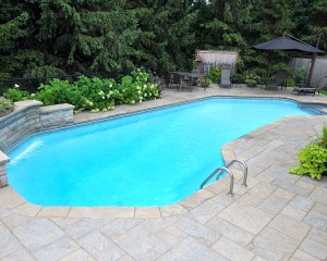 Backyard pool with gazebo