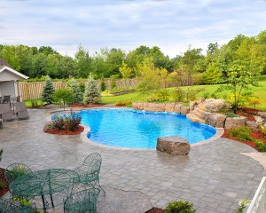 Inground pool in large backyard