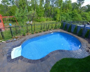 Inground pool in backyard
