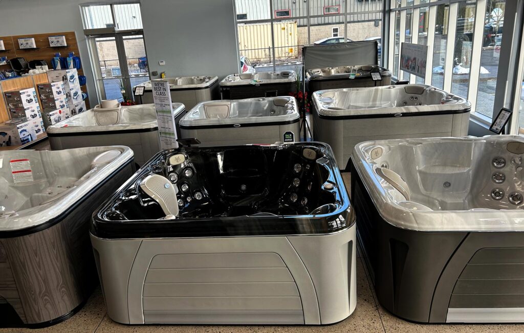 Hot tubs inside a showroom