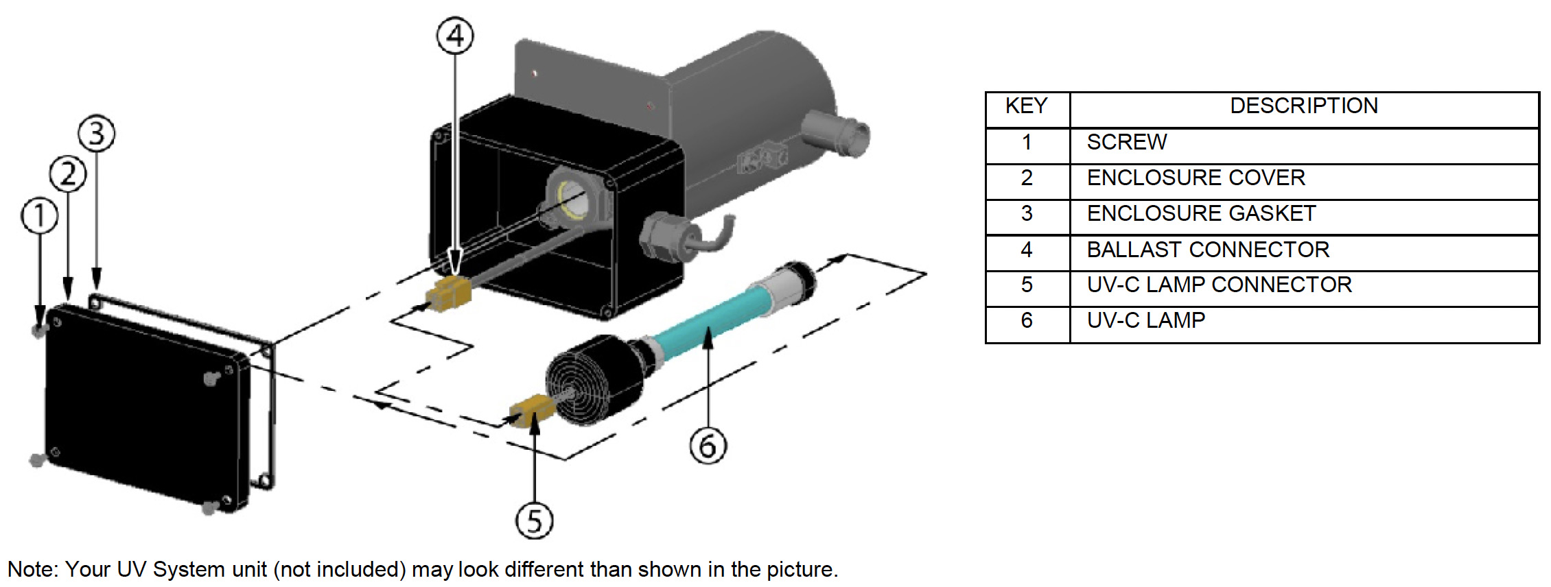 Instructional drawing of a hot tub UV light bulb