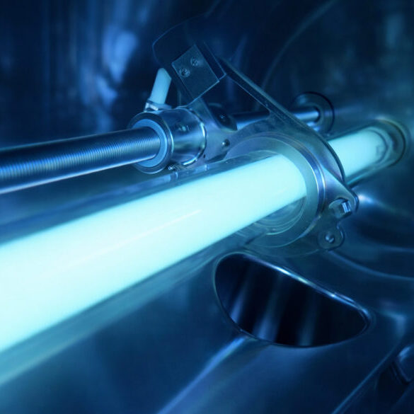 a close-up of a hot tub UV bulb